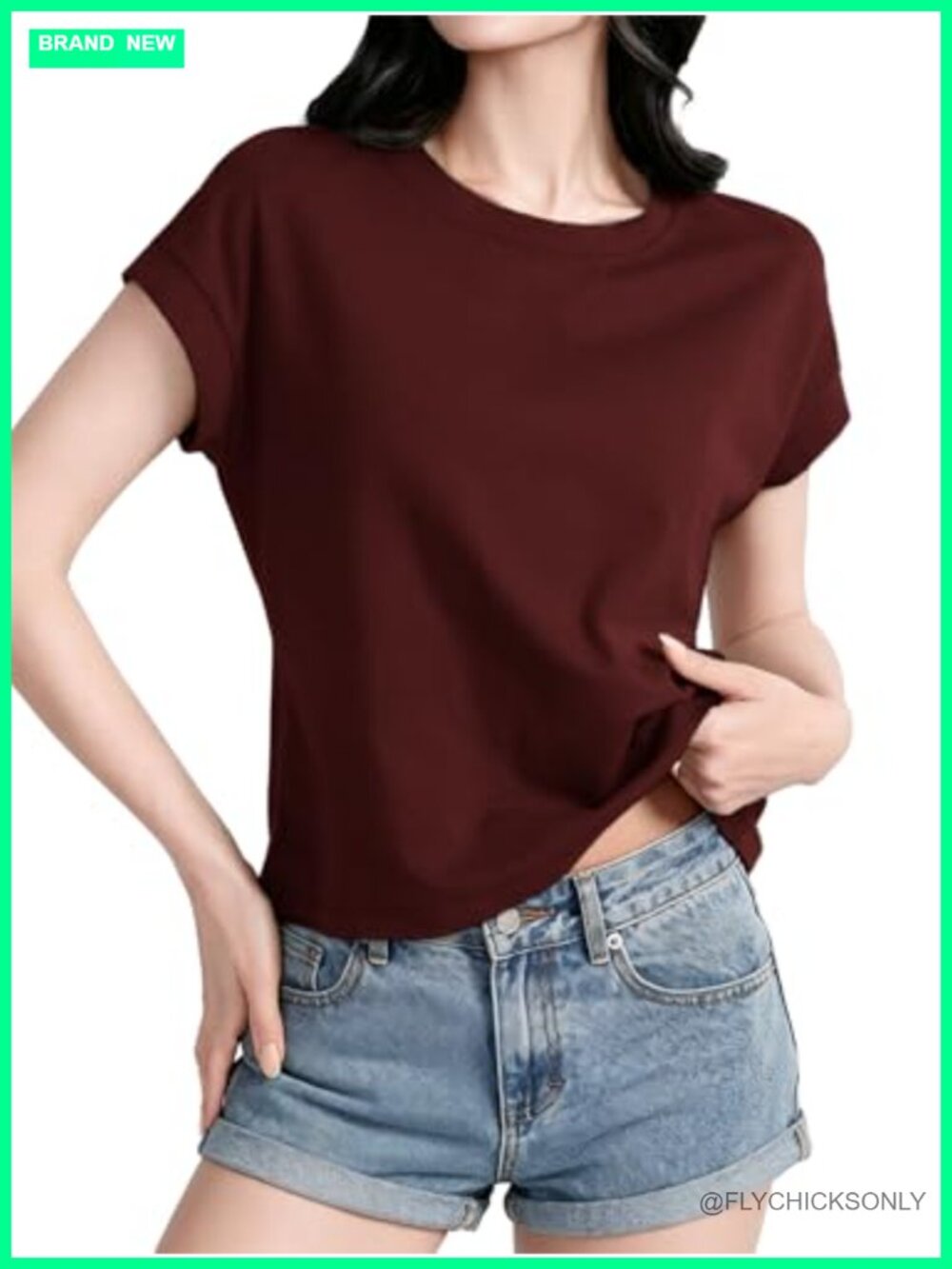 Women's Cotton Blend Cap Sleeve Crop Top Crewneck Loose Fit Casual Summer Tee